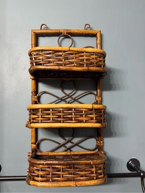 Three-Tier Woven Wall Shelf - Brown